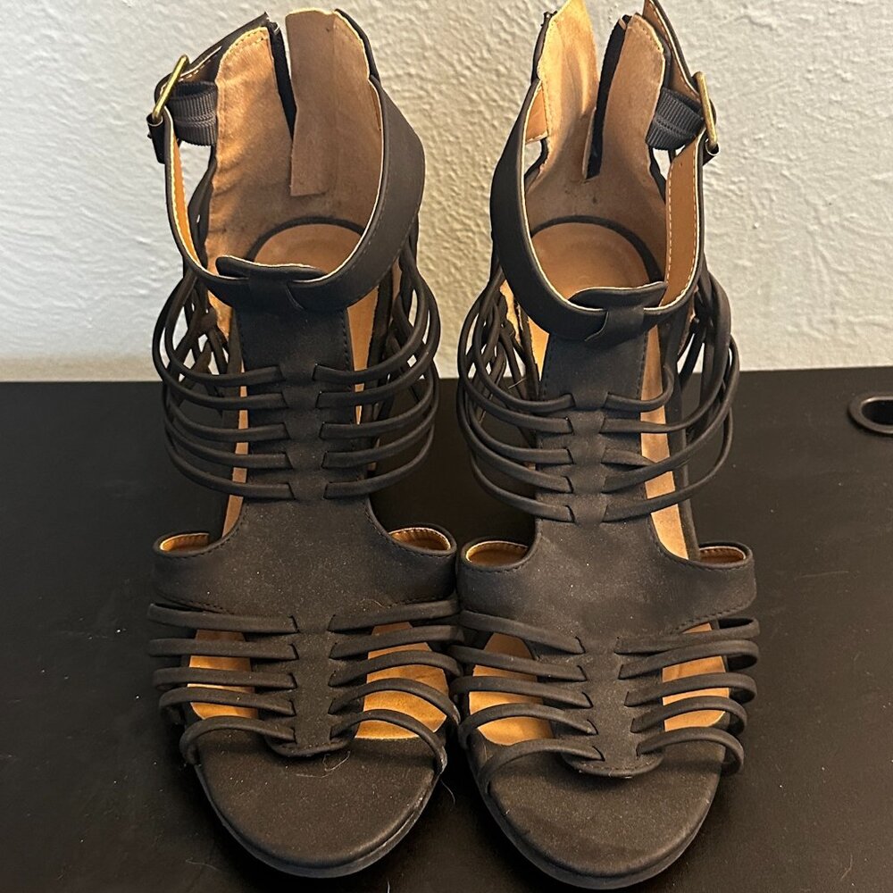 Charlotte Russe Black Strappy Heels